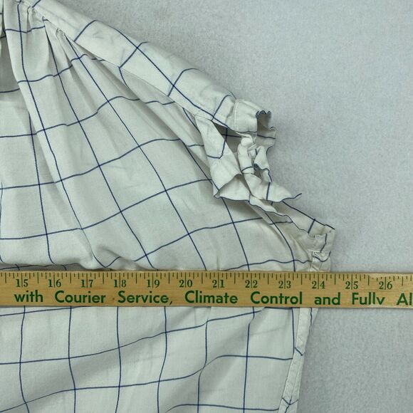 MADEWELL Top Womens XL Windowpane Button Front Tie Sleeve Cotton Off White - Picture 9 of 11